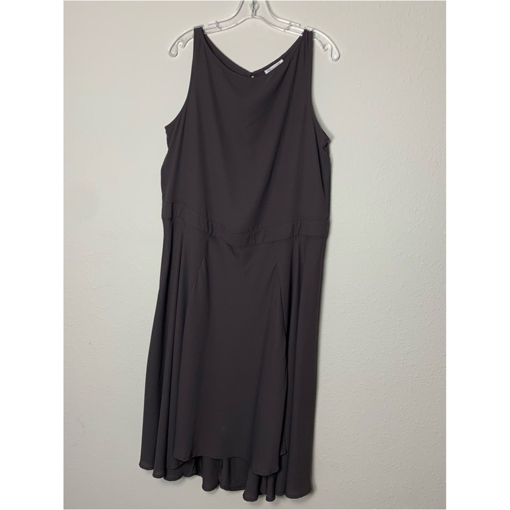 Prologue Women Gray Sleeveless Tiered High Low Midi Dress Size L Keyhole Back